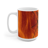 Glass Fire Heart  - White Ceramic Mug