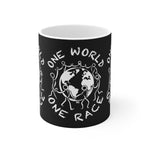 One World One Race - White Ceramic Mug Black