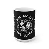 One World One Race - White Ceramic Mug Black