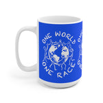 One World One Race - White Ceramic Mug Blue